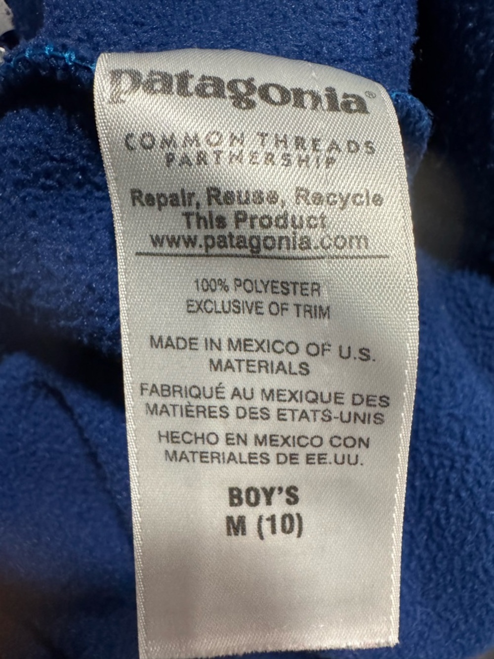 Patagonia Boys' Lightweight Synchilla Snap-T Pullover in Channel Blue Sz M 10 - Picture 8 of 11